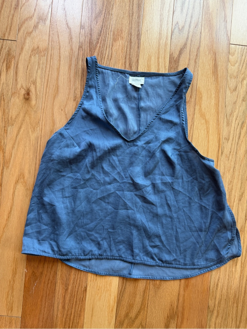 UpWest Slate Blue V-Neck Sleeveless satin pajama Top